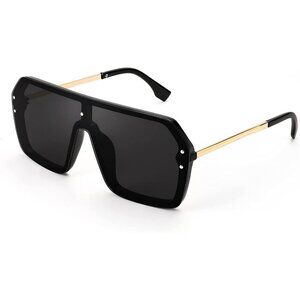 Women's Black Classic Siamese One Piece Stylish Retro Comfortable Sunglasses